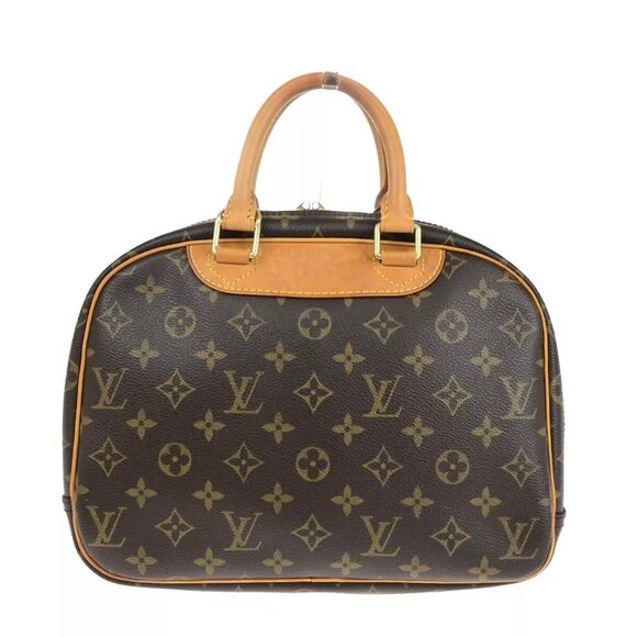 LOUIS VUITTON LV Logo Trouvill Hand Bag Monogram Leather Brown - Picture 1 of 9